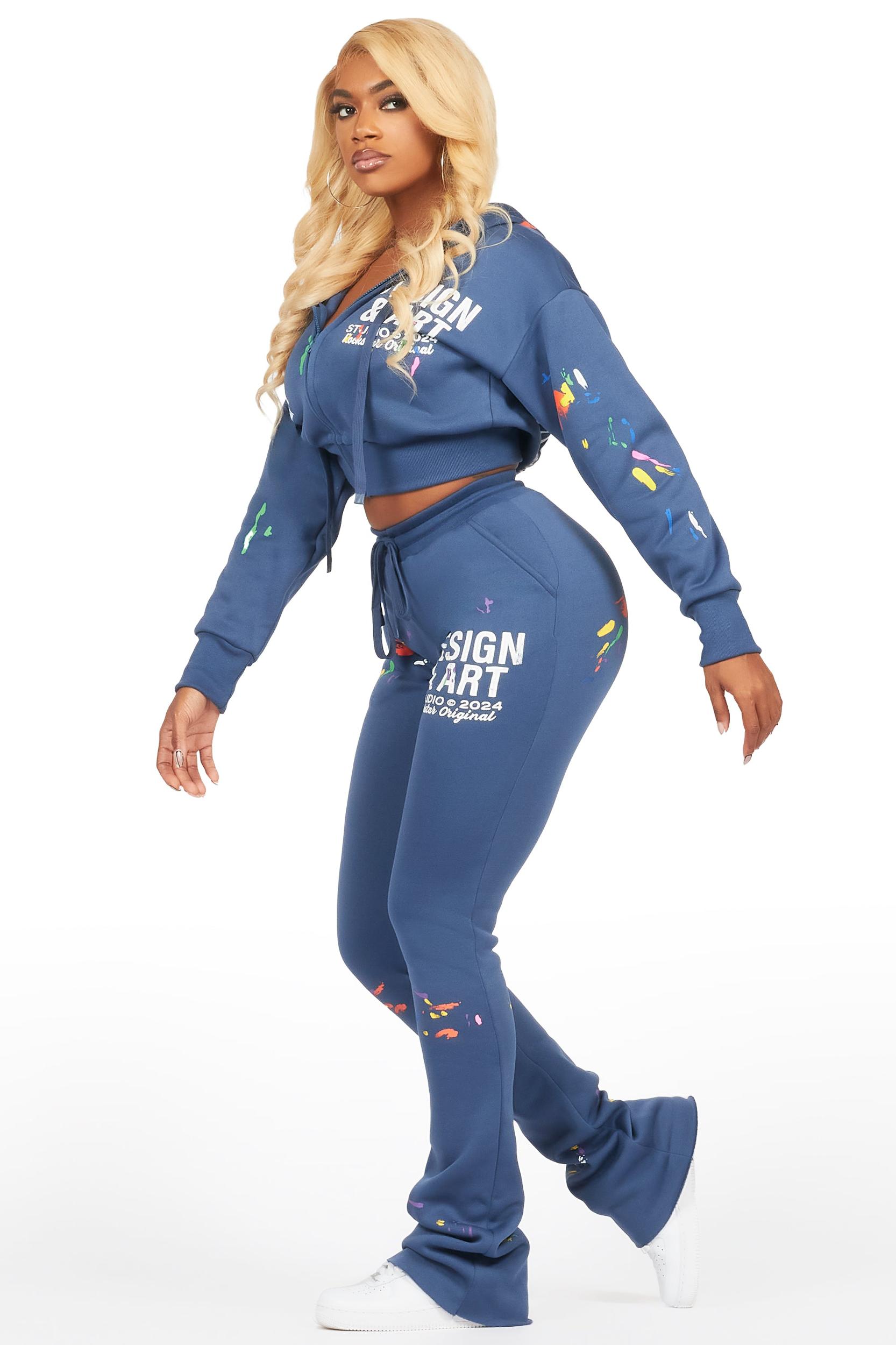 Kristiane Navy Crop Super Stacked Trackset Female Product Image