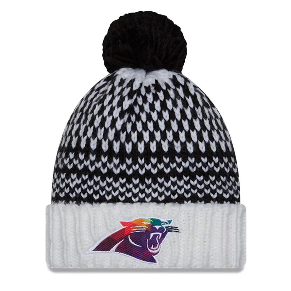 Women's New Era  Black/White Carolina Panthers 2023 NFL Crucial Catch Cuffed Pom Knit Hat Product Image