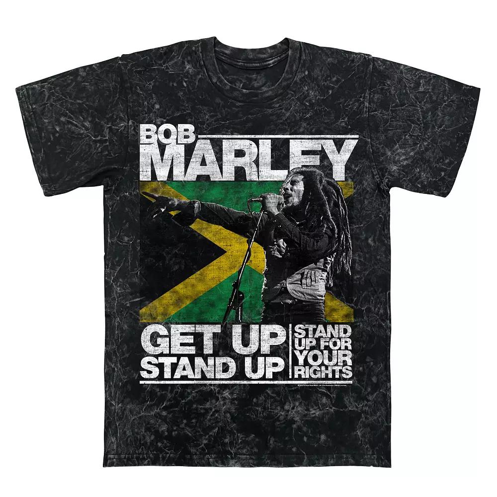 Men's Bob Marley Get Up Graphic Tee, Size: Large, Black Mineral Wash Product Image