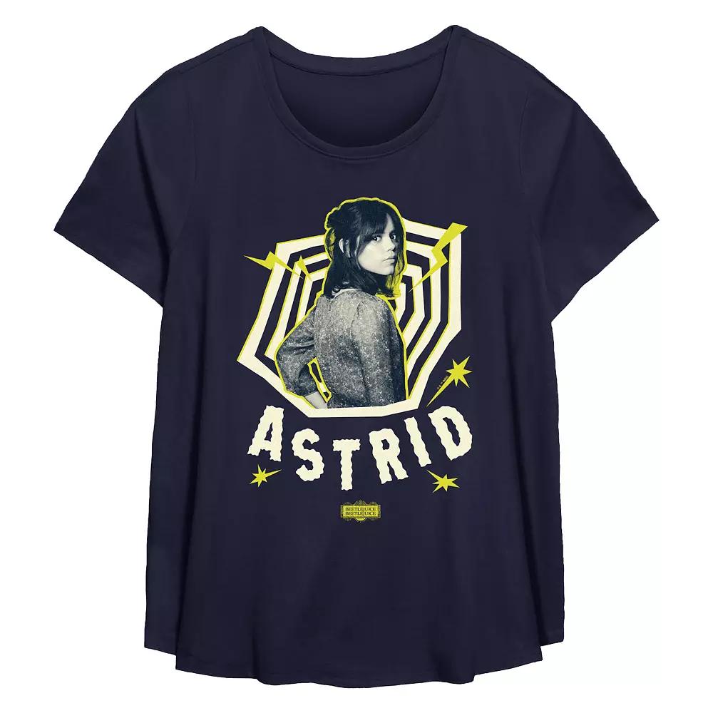 Plus Size Beetlejuice 2 Astrid Poster Flowy Graphic Tee, Women's, Size: 0X, Blue Product Image