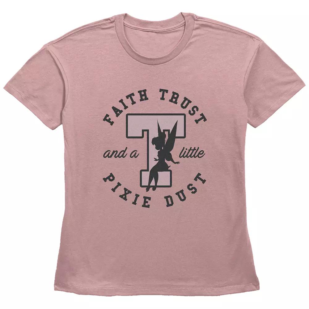 Disney's Tinker Bell Faith Trust And A Little Pixie Dust Stamp Basic Fit Women's Graphic Tee, Girl's,  Product Image