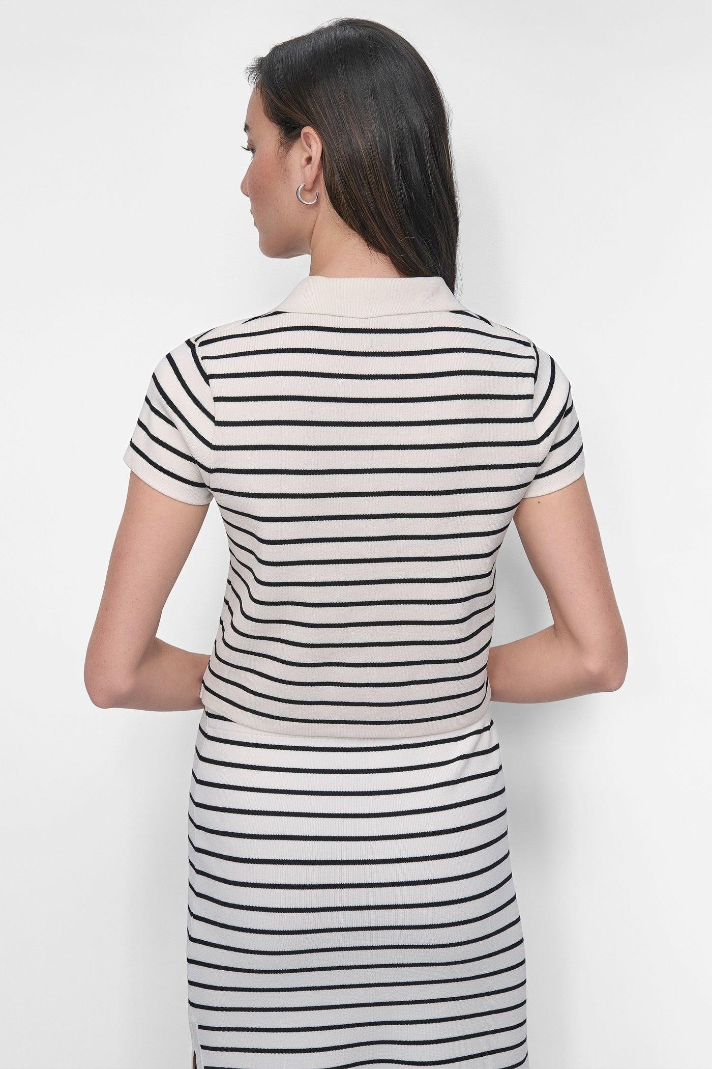 CROPPED STRIPED POLO SWEATER Product Image