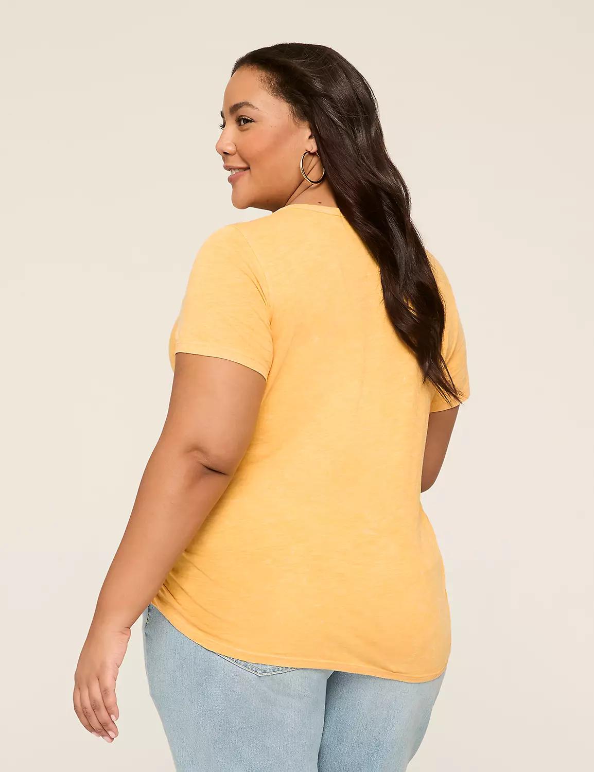 Short-Sleeve V-Neck Side-Ruched Tee Product Image