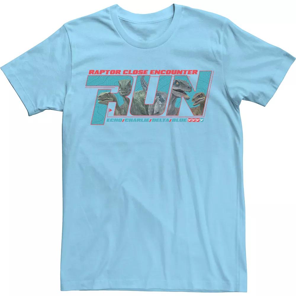 Men's Jurassic World Camp Cretaceous Raptor Close Encounter Dinosaur Logo Tee, Size: 3XL, Light Blue Product Image