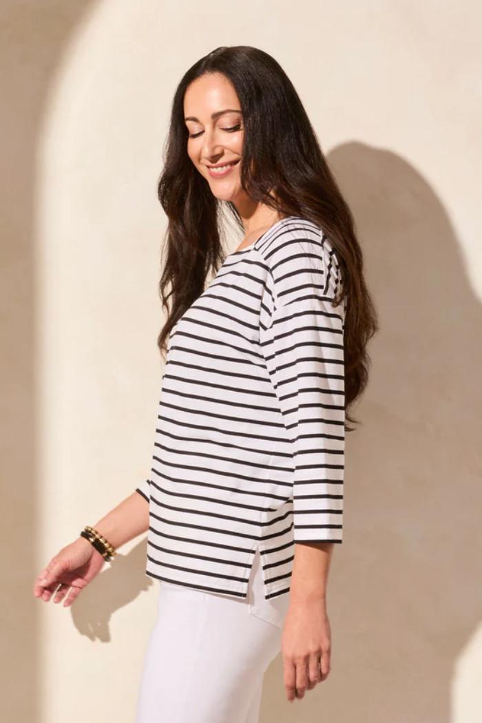 Stripe Jersey Boat Neck Top Product Image