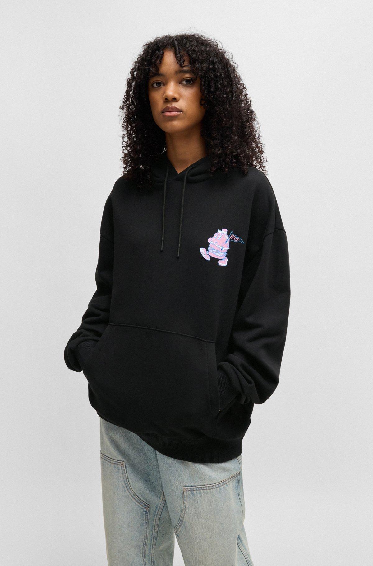Cotton-terry hoodie with street-food graphics Product Image