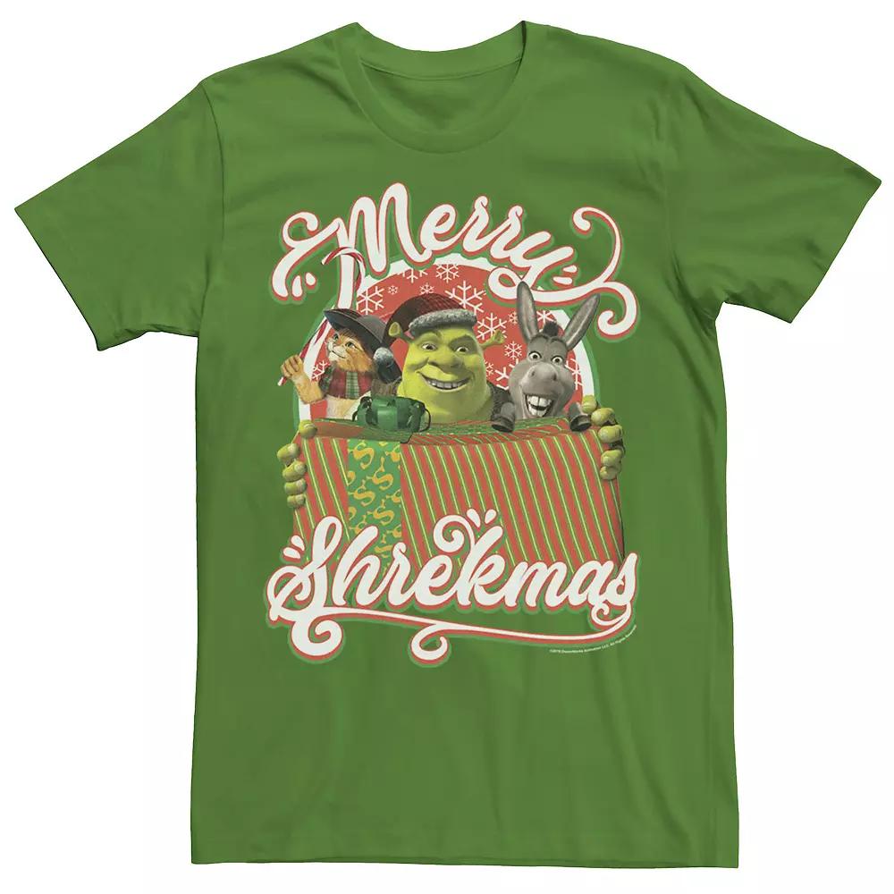 Men's Shrek Group Shot Merry Shrekmas Present Text Poster Tee,  Product Image