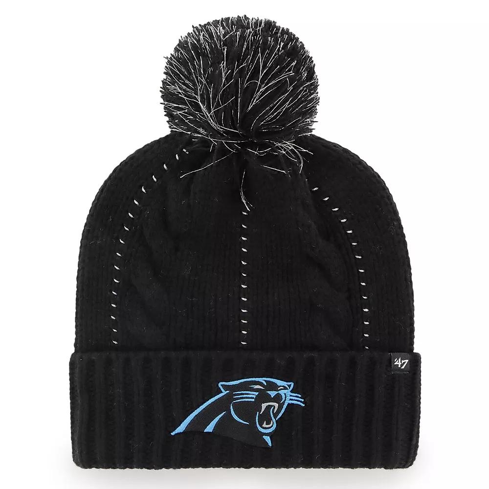 Women's '47 Black Carolina Panthers Bauble Cuffed Knit Hat with Pom Product Image