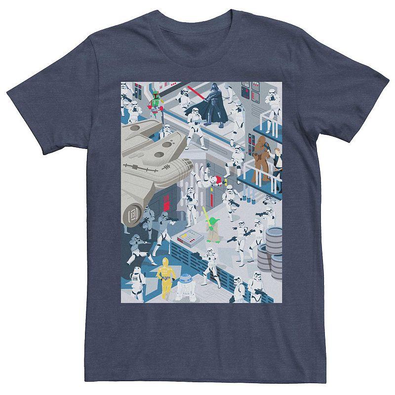 Mens Star Wars Seek & Find Poster Tee Navy Grey Product Image