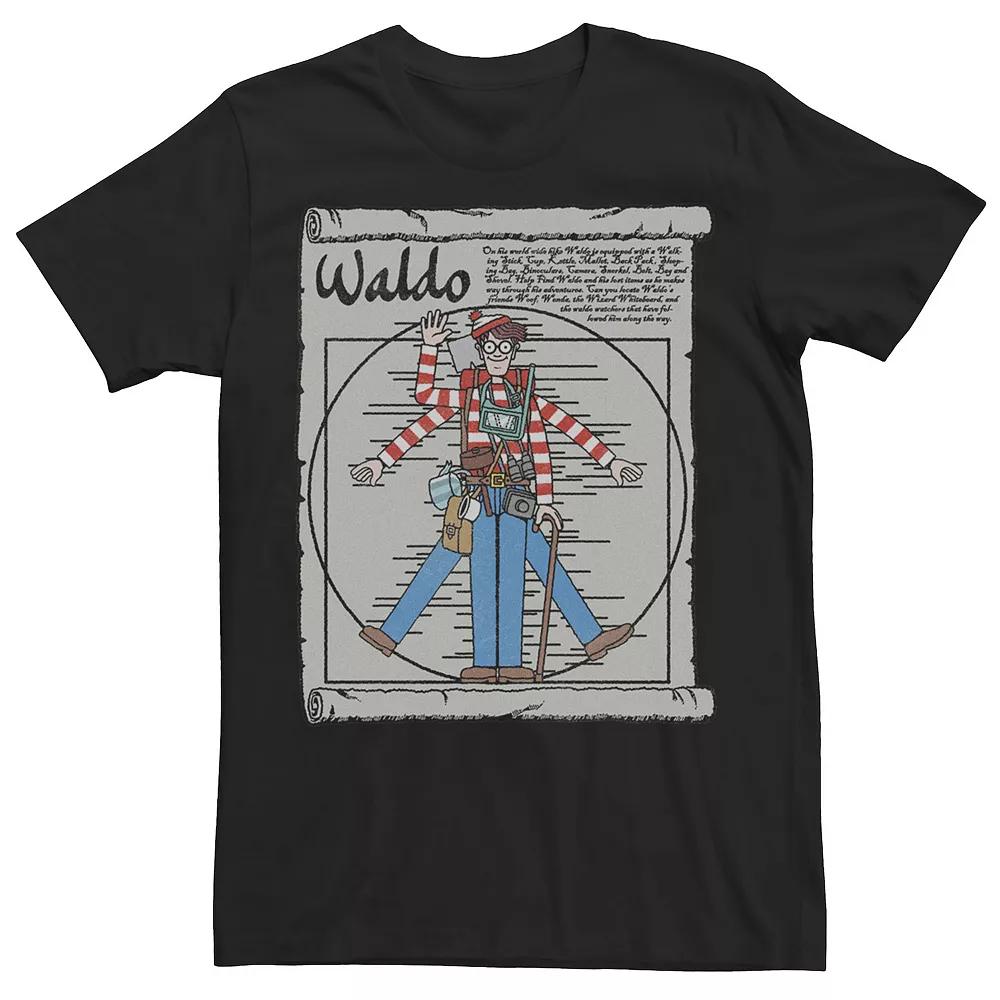 Men's Where's Waldo Vitruvian Waldo On A Scroll Graphic Tee,  Product Image