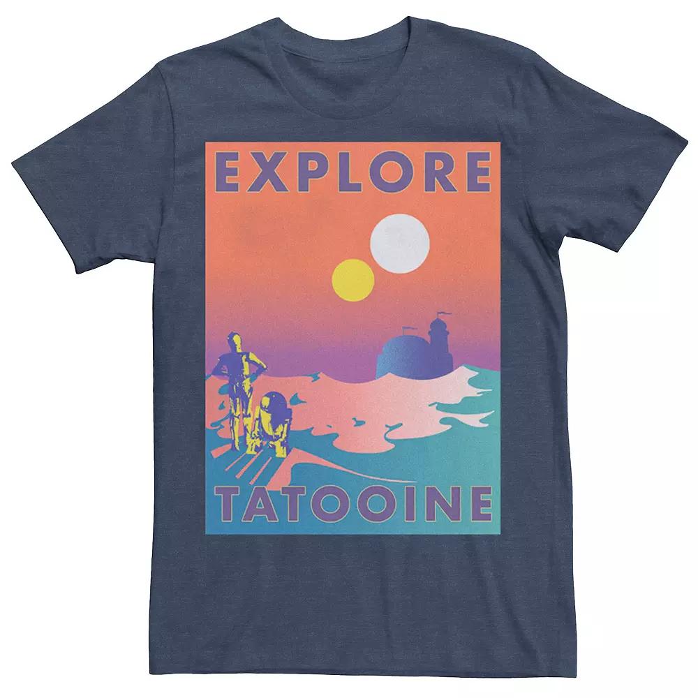Men's Star Wars Explore Tatooine Faded Retro C-3PO & R2-D2 Poster Tee,  Product Image