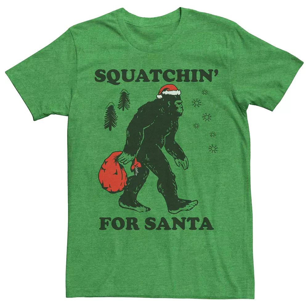 Men's Squatchin' For Santa Bigfoot Tee, Size: Large, Kelly Grey Product Image