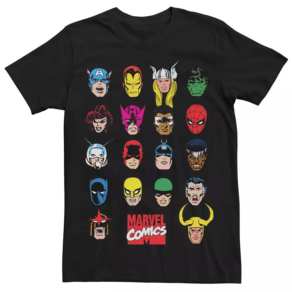 Men's Marvel Retro Hero  And Faces Poster Tee, Size: Large, Black Product Image