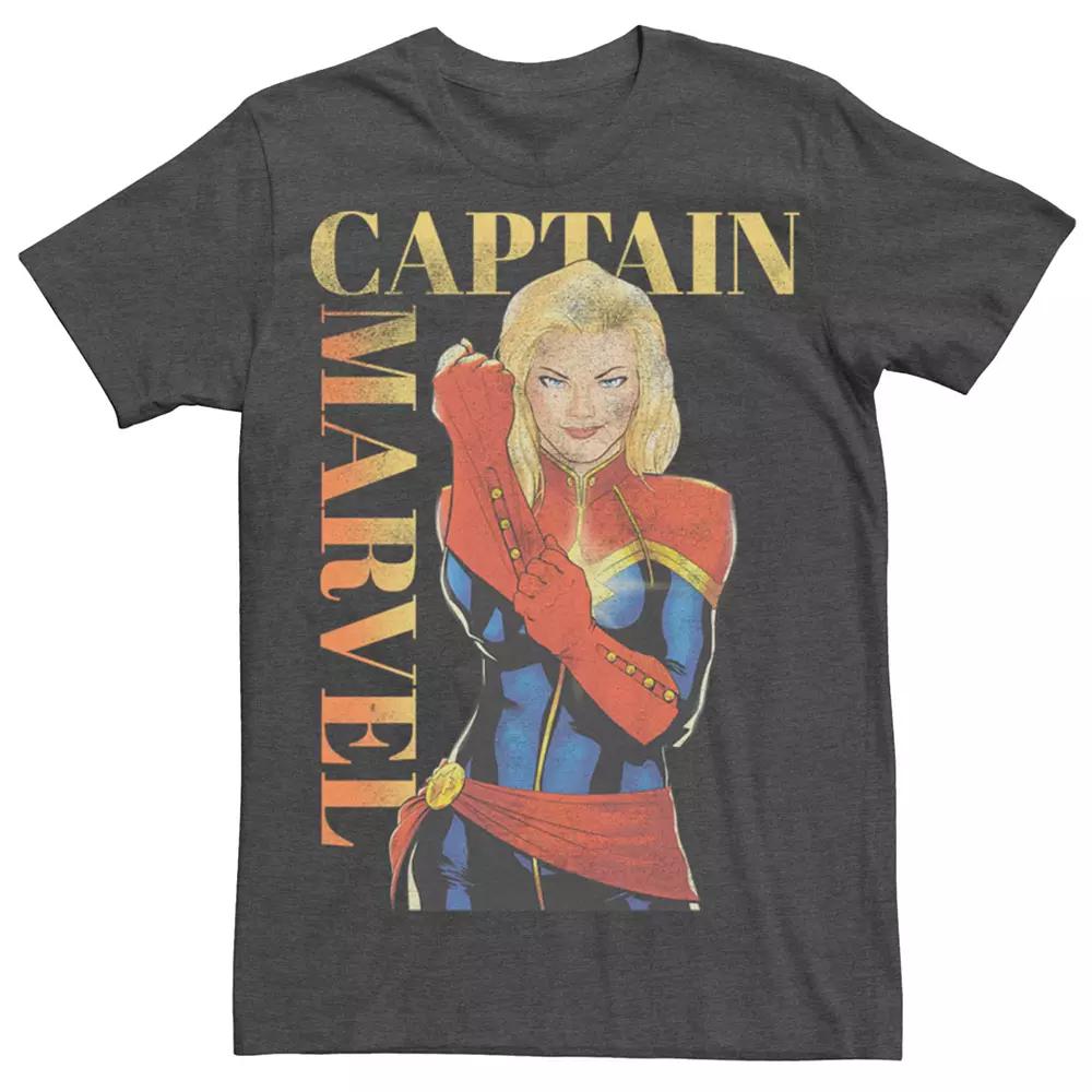 Men's Captain Marvel Vintage Suit Up Poster Tee, Size: Small, Grey Heather Product Image