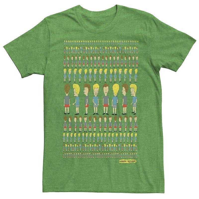 Mens Beavis and Butthead Patterns Rule Distressed Portrait Tee Kelly Grey Product Image