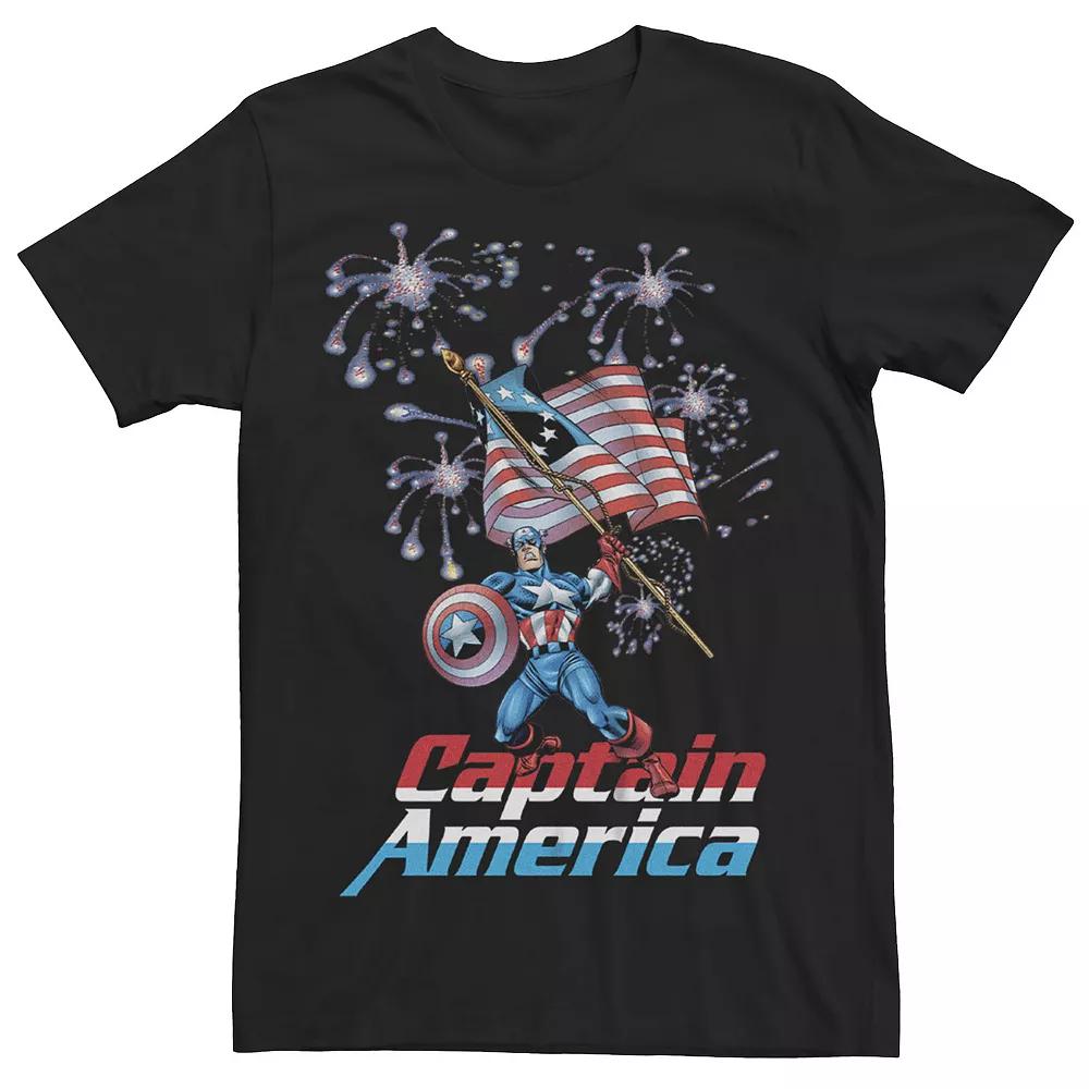Men's Captain America Patriotic Hero Graphic Tee, Size: Medium, Black Product Image