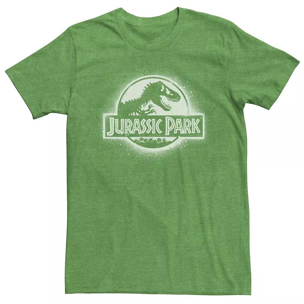 Men's Jurassic Park All White Spray Paint Stencil Movie Logo Tee,  Product Image