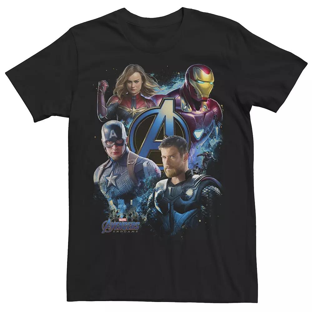 Men's Marvel Avengers: Endgame Blue Hue Collage Tee, Size: 3XL, Black Product Image