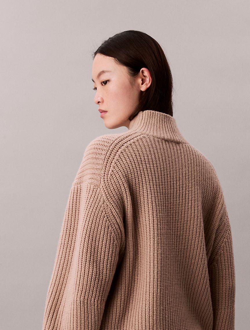 Rib Chunky Relaxed Turtleneck Sweater Product Image