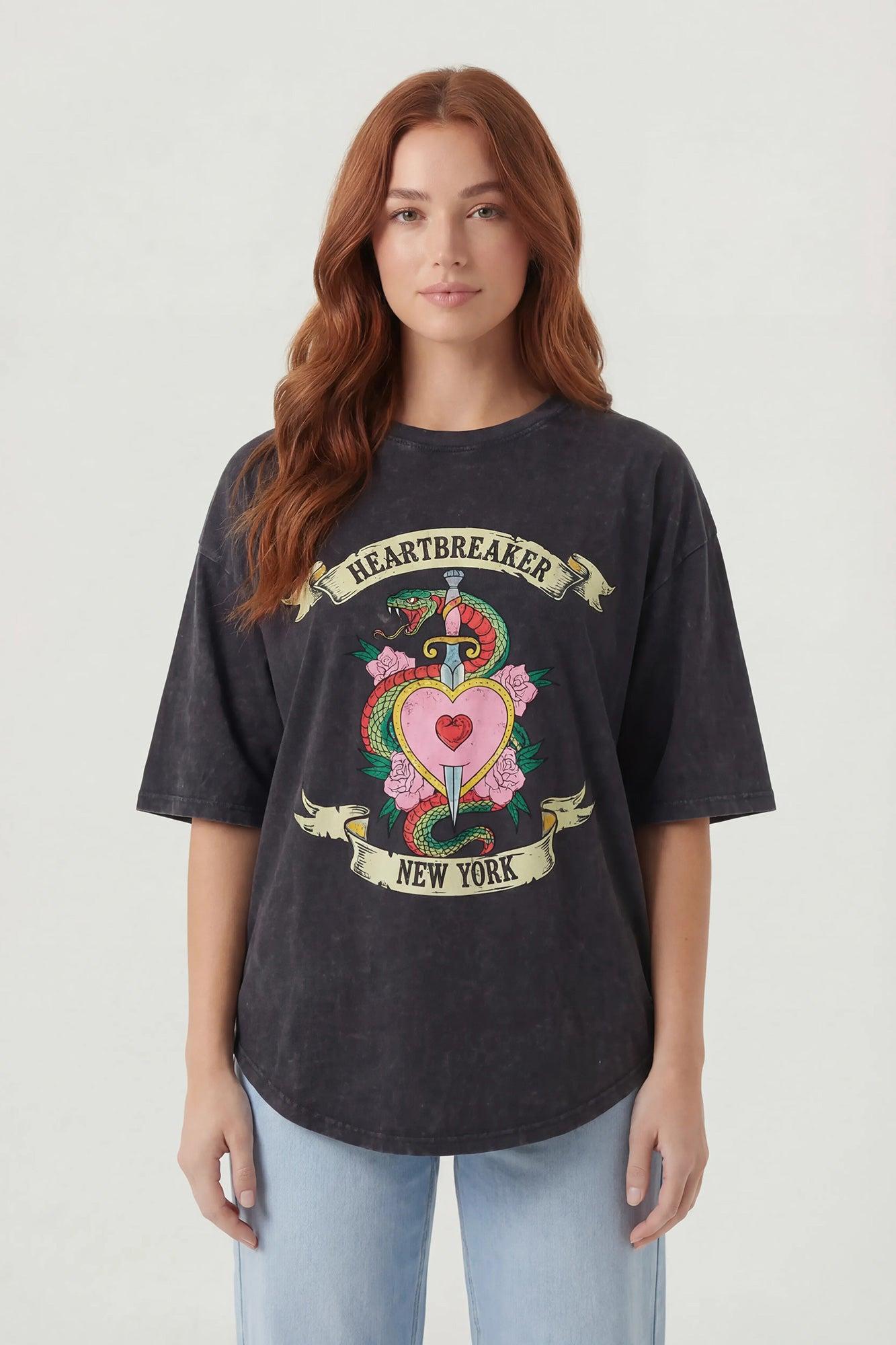 Oversized Graphic Washed T-Shirt Female Product Image