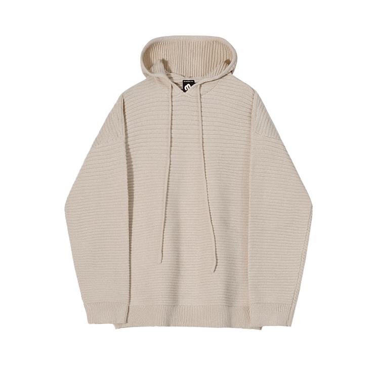 RT No. 10345 STRIPED KNITTED PULLOVER HOODIE Product Image