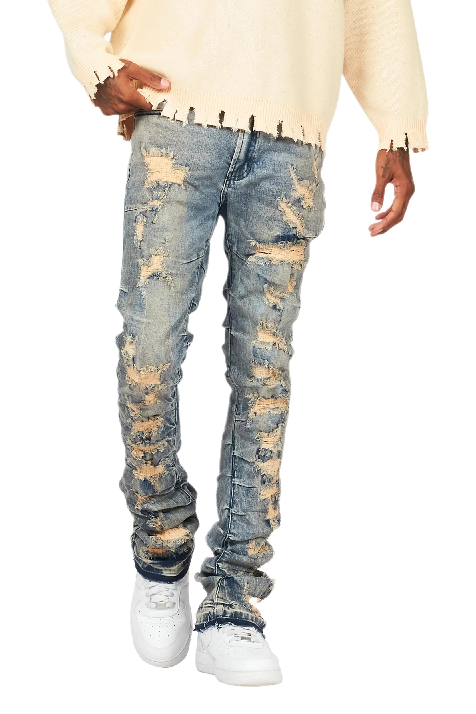 Mercol Blue Stacked Flare Jean Male Product Image