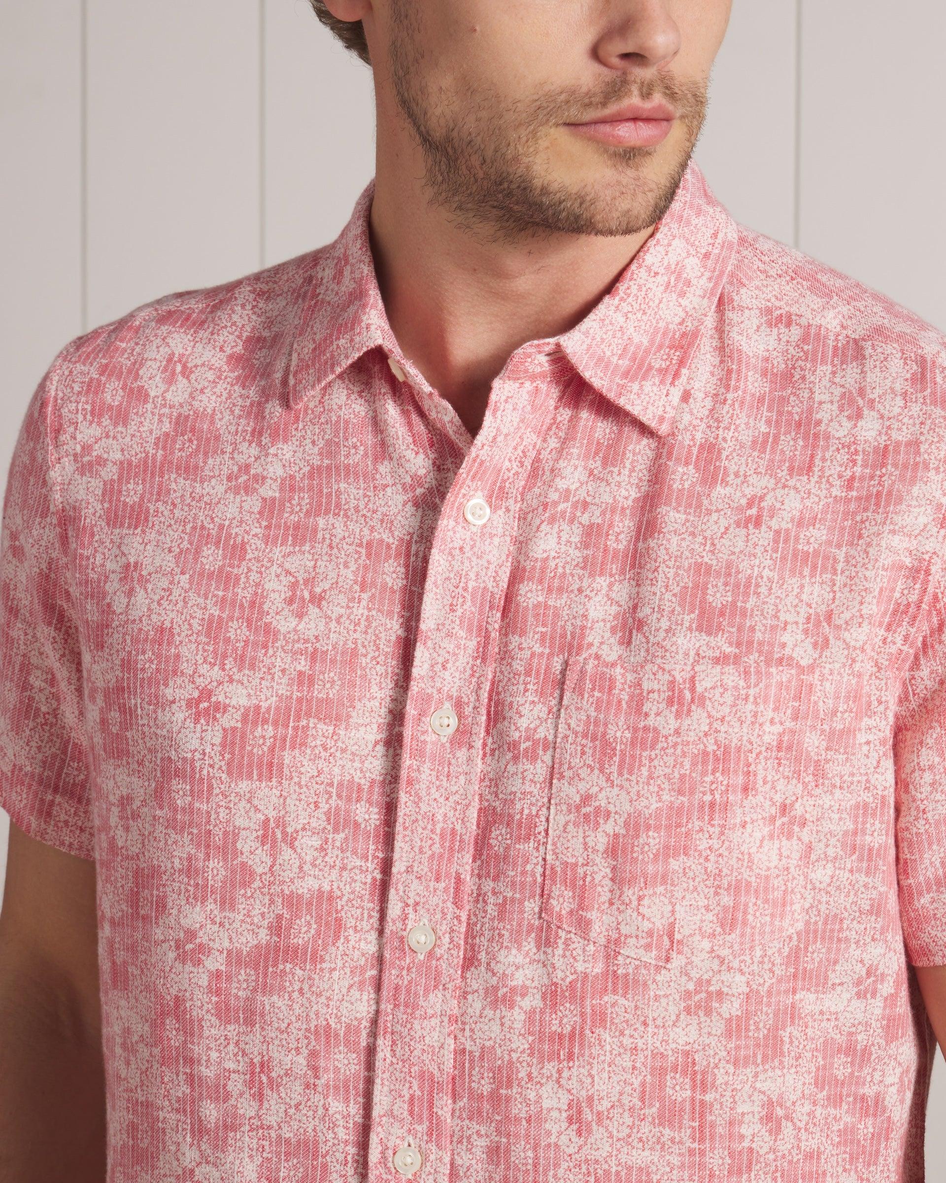 Madras Cottage Loom Printed Shirt - Red White Floral Product Image