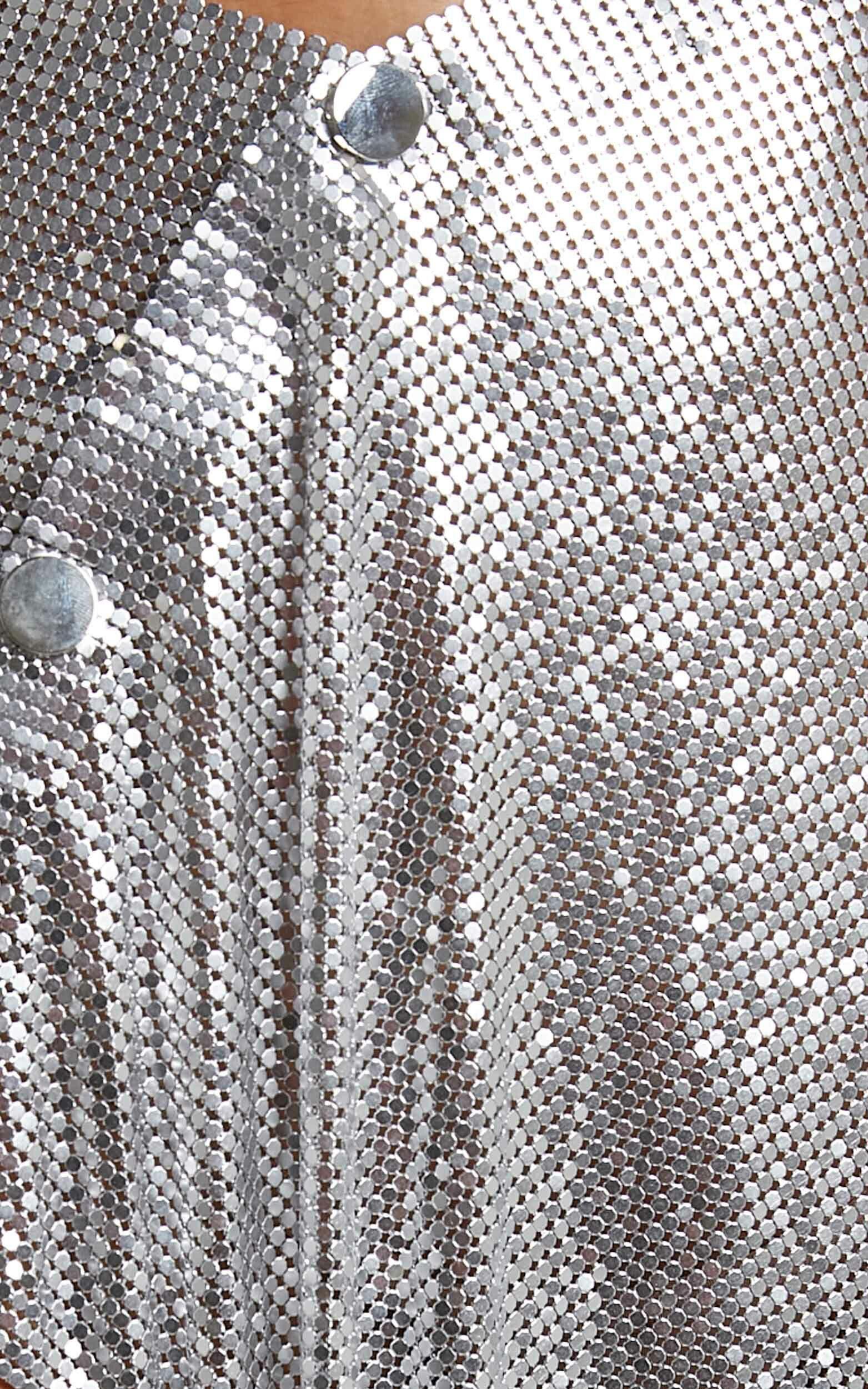 Charity Mini Skirt - Asymmetrical Mesh Skirt in Silver Product Image