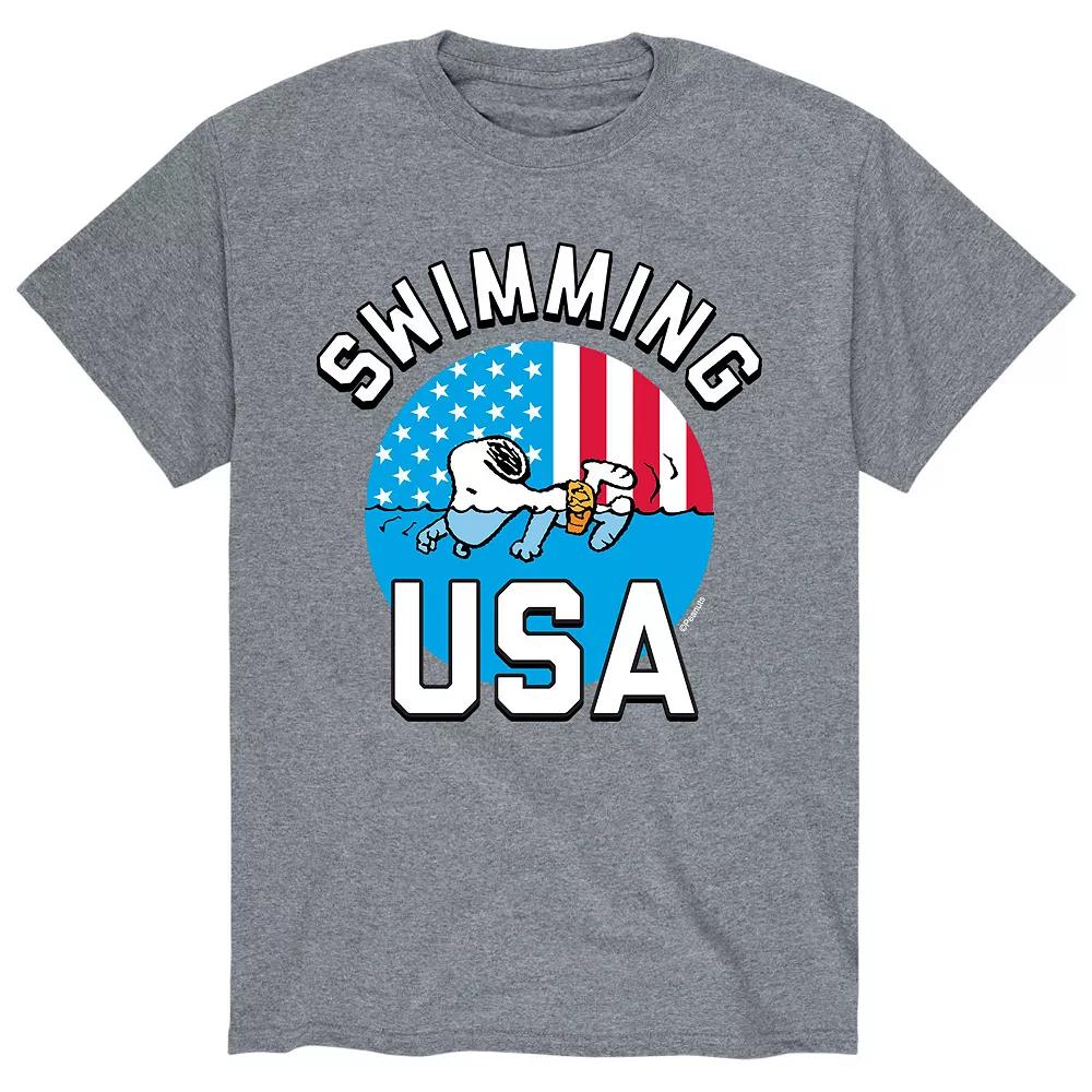 Men's Peanuts Snoopy Swimming USA Tee,  Product Image