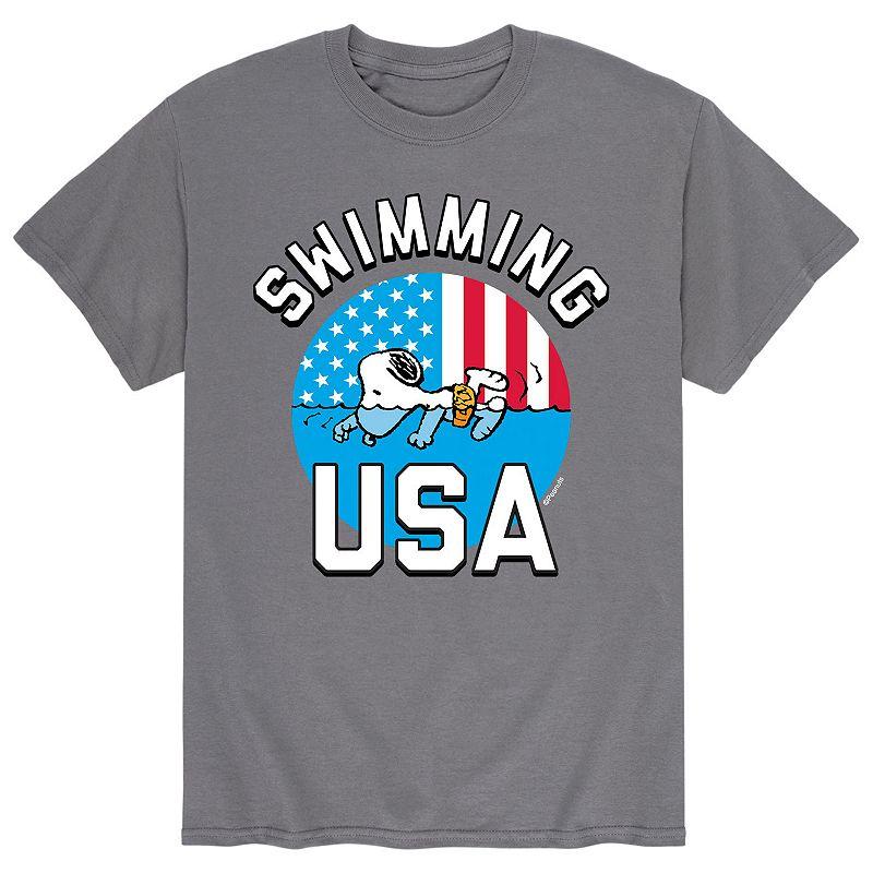 Men's Peanuts Snoopy Swimming USA Tee,  Product Image