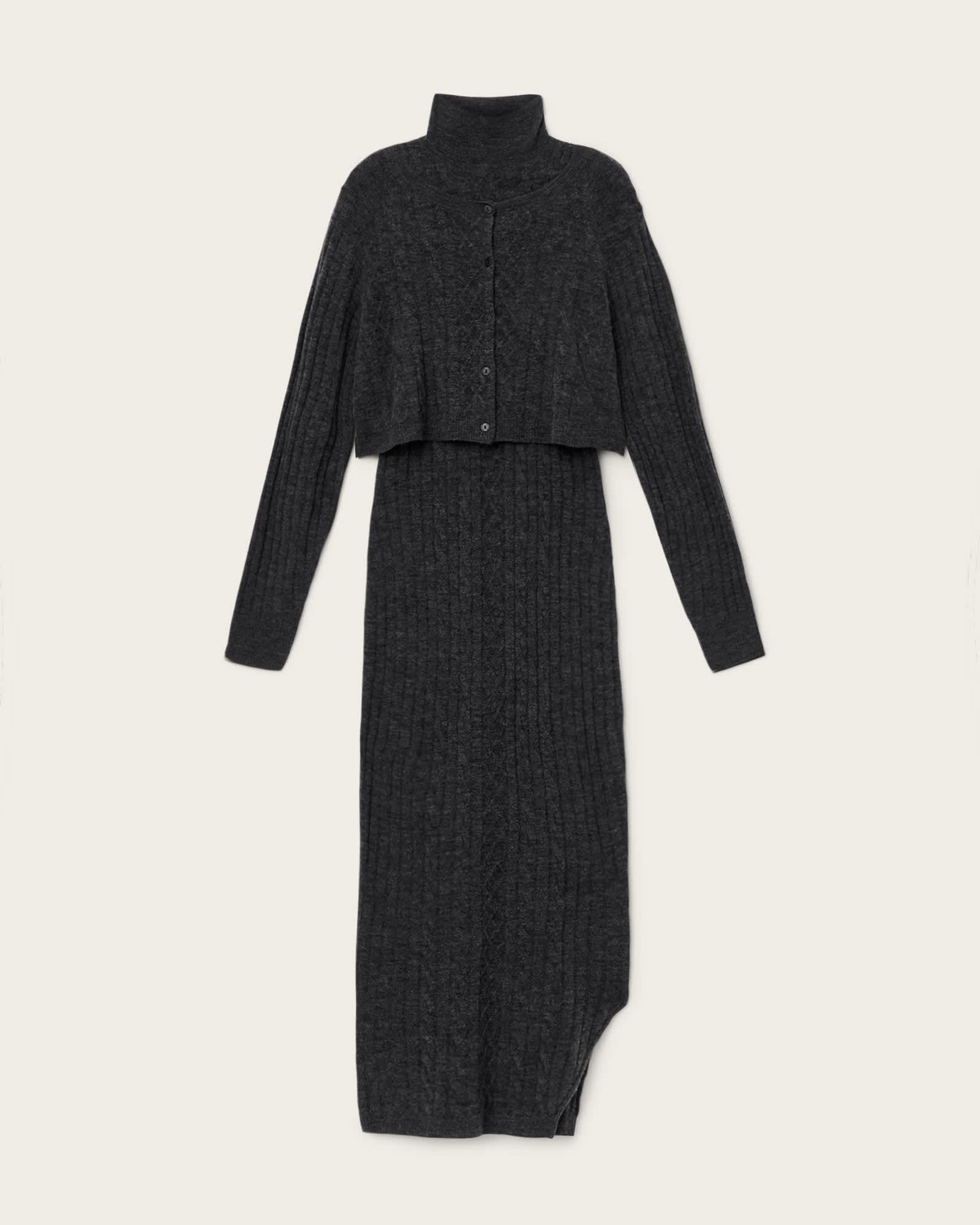 Sabine 2-in-1 Maxi Dress Charcoal Grey | ALLSAINTS US Product Image