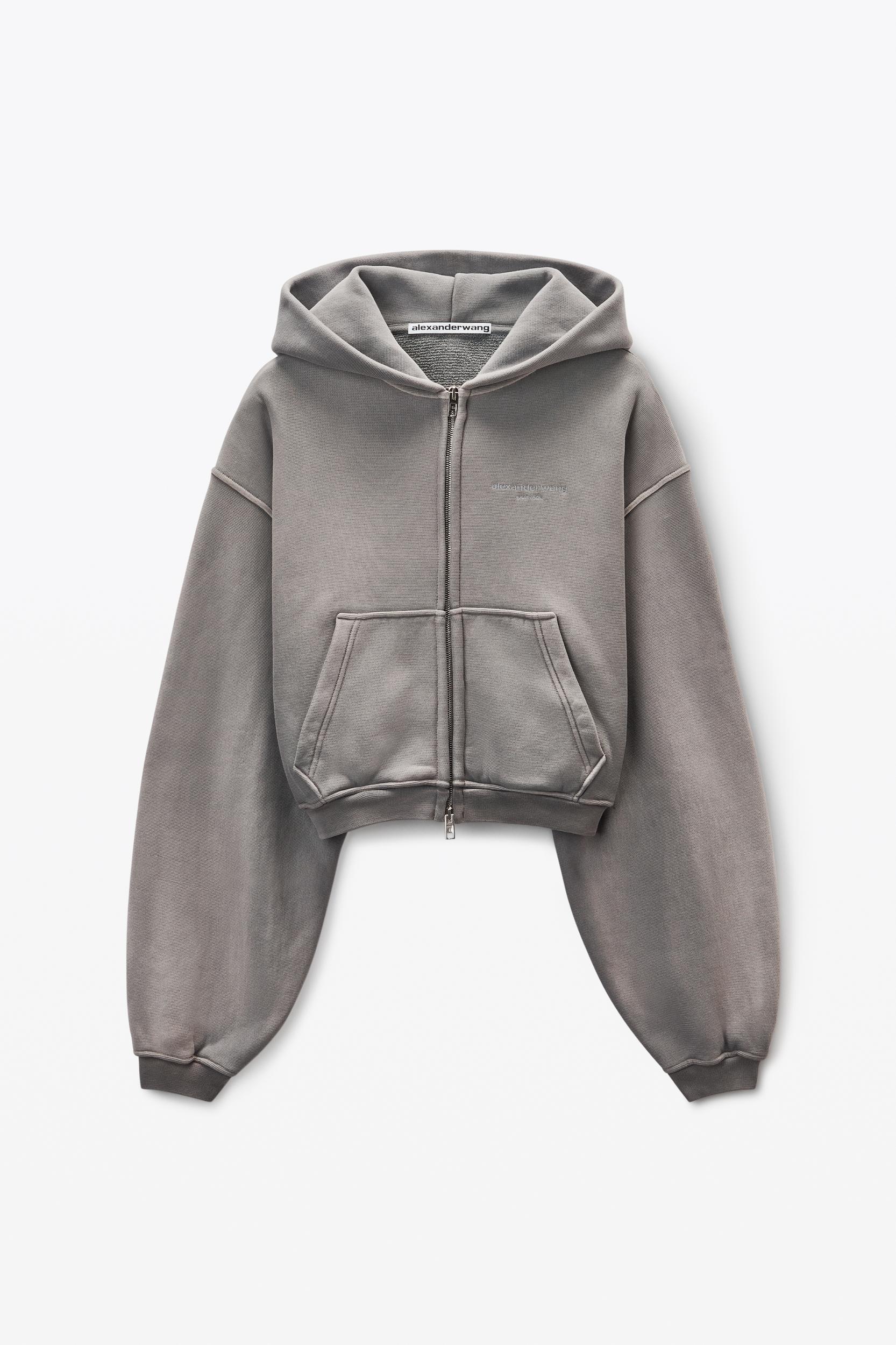 Grey Oversized Crop Hoodie Product Image