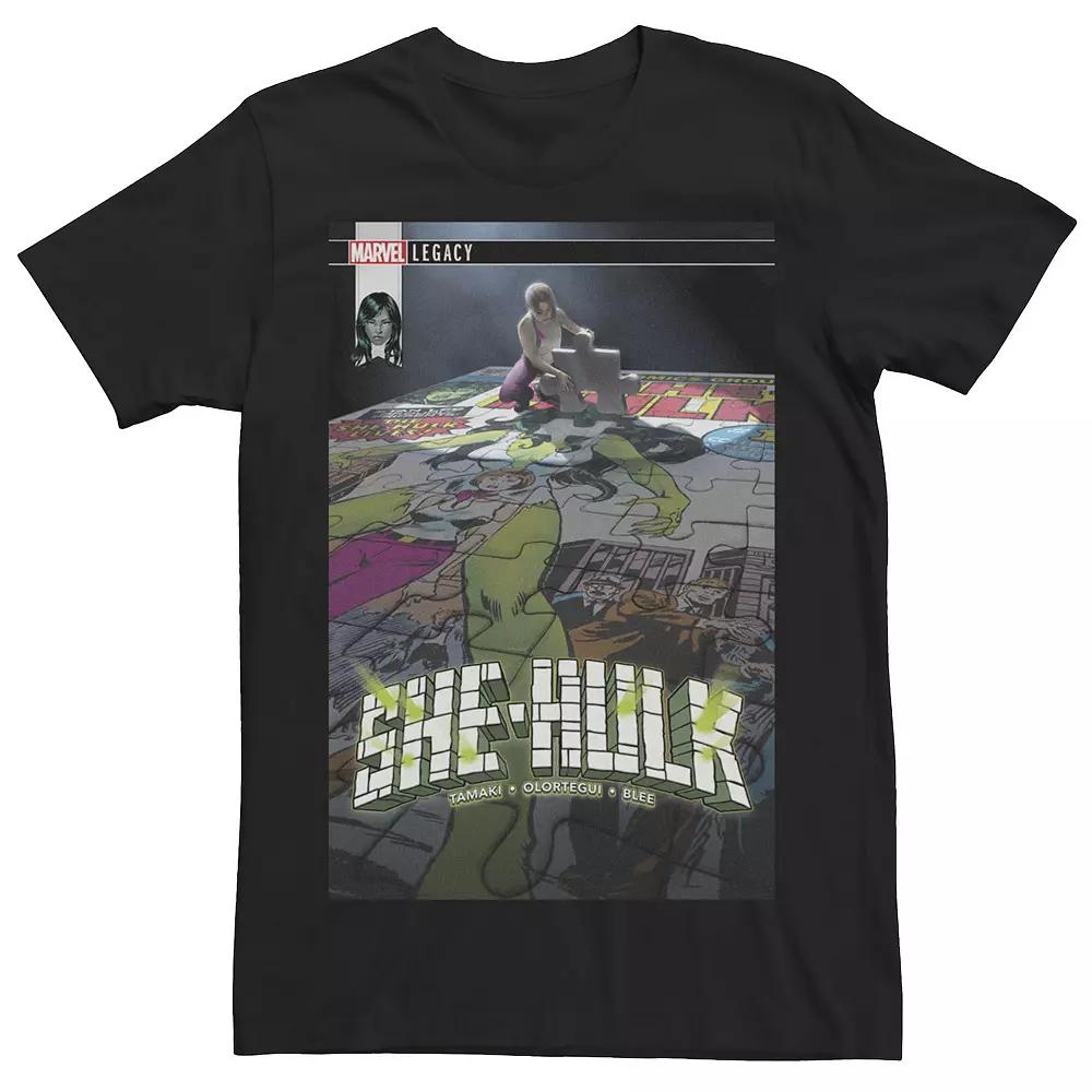 Men's Marvel She-Hulk Puzzle Pieces Comic Cover Tee, Size: XXL, Black Product Image
