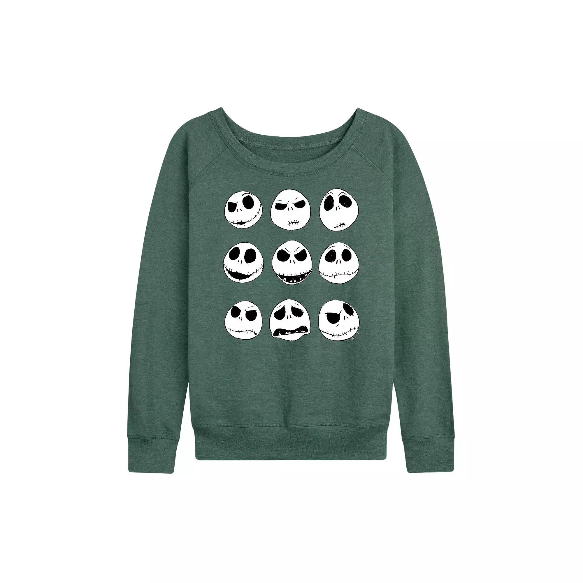 Disney's Nightmare Before Christmas Jack Women's Faces French Terry Long Sleeve Tee,  Product Image