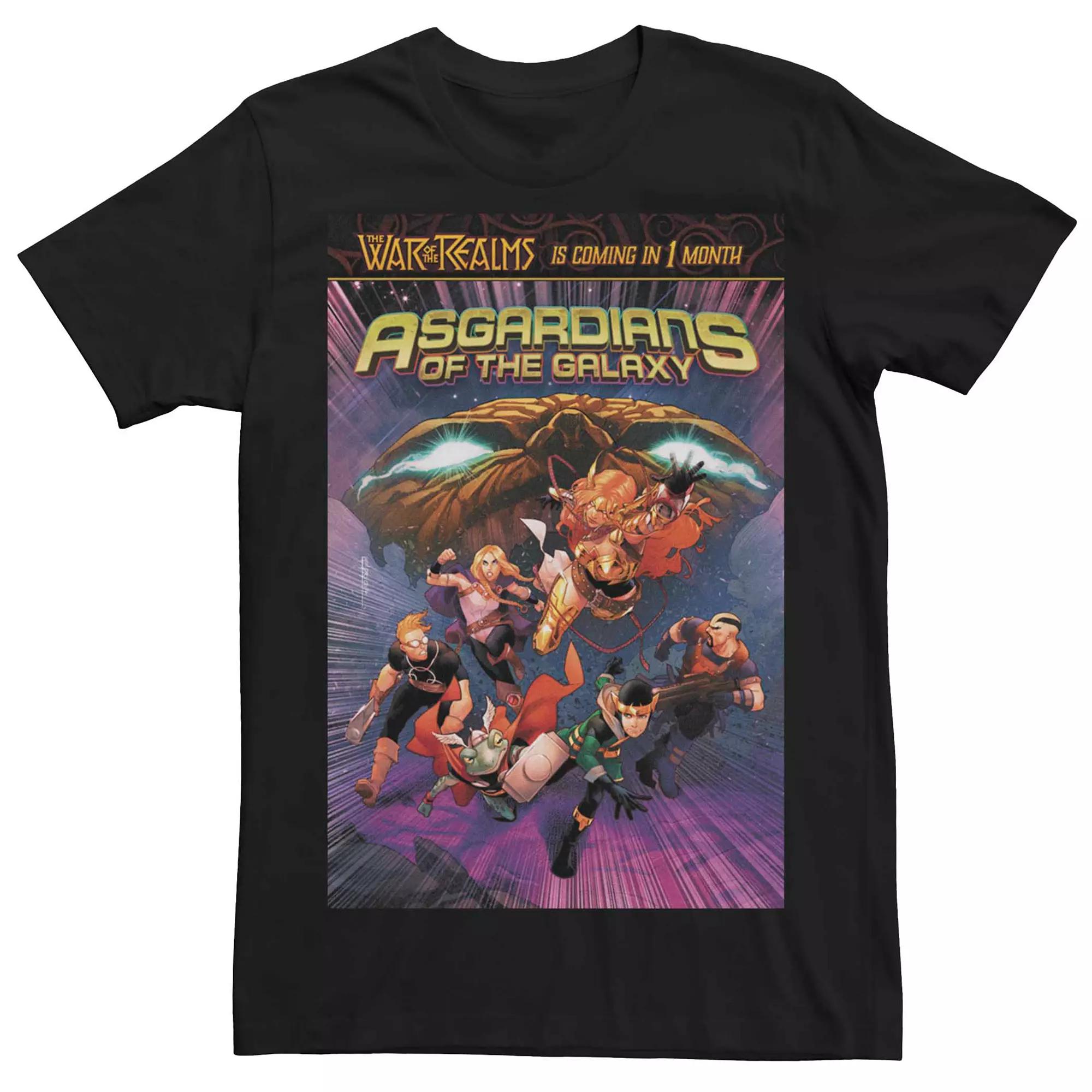 Men's Marvel Asgardians Of The Galaxy War Of Realms Group Comic Cover Tee,  Product Image