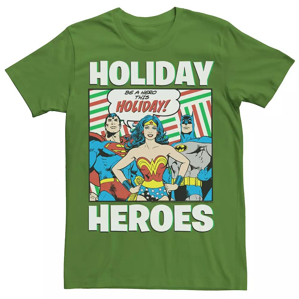 Men's DC Comics Justice League Holiday Heroes Christmas Tee,  Product Image