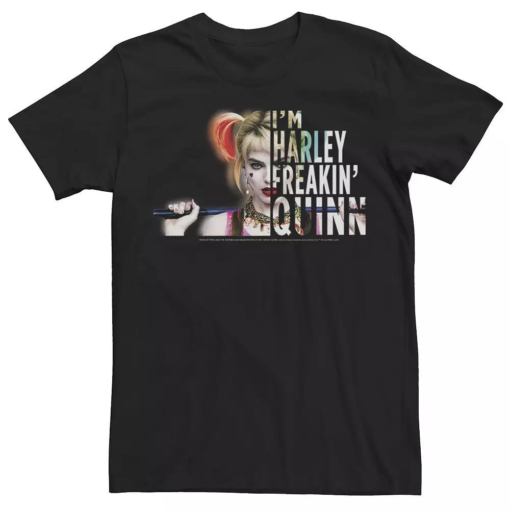 Men's Harley Quinn: Birds of Prey I'm Harley Freakin Quinn Portrait Tee, Size: Large, Black Product Image