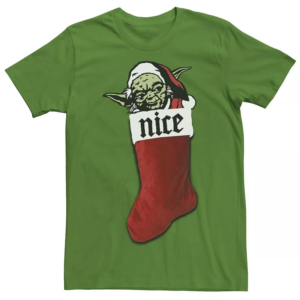 Men's Star Wars Xmas Stocking Nice Yoda Christmas Tee,  Product Image
