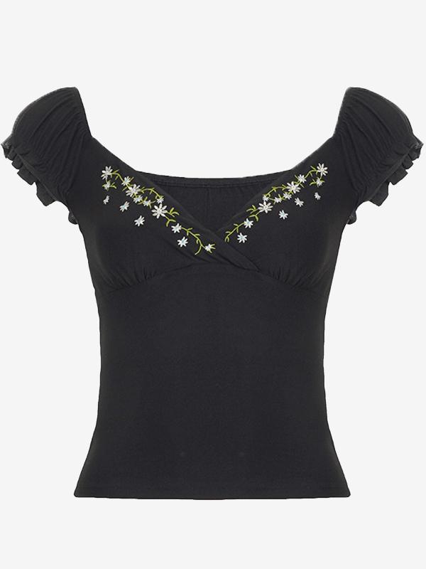 Floral Embroidered V-Neck Top Cami Top Product Image
