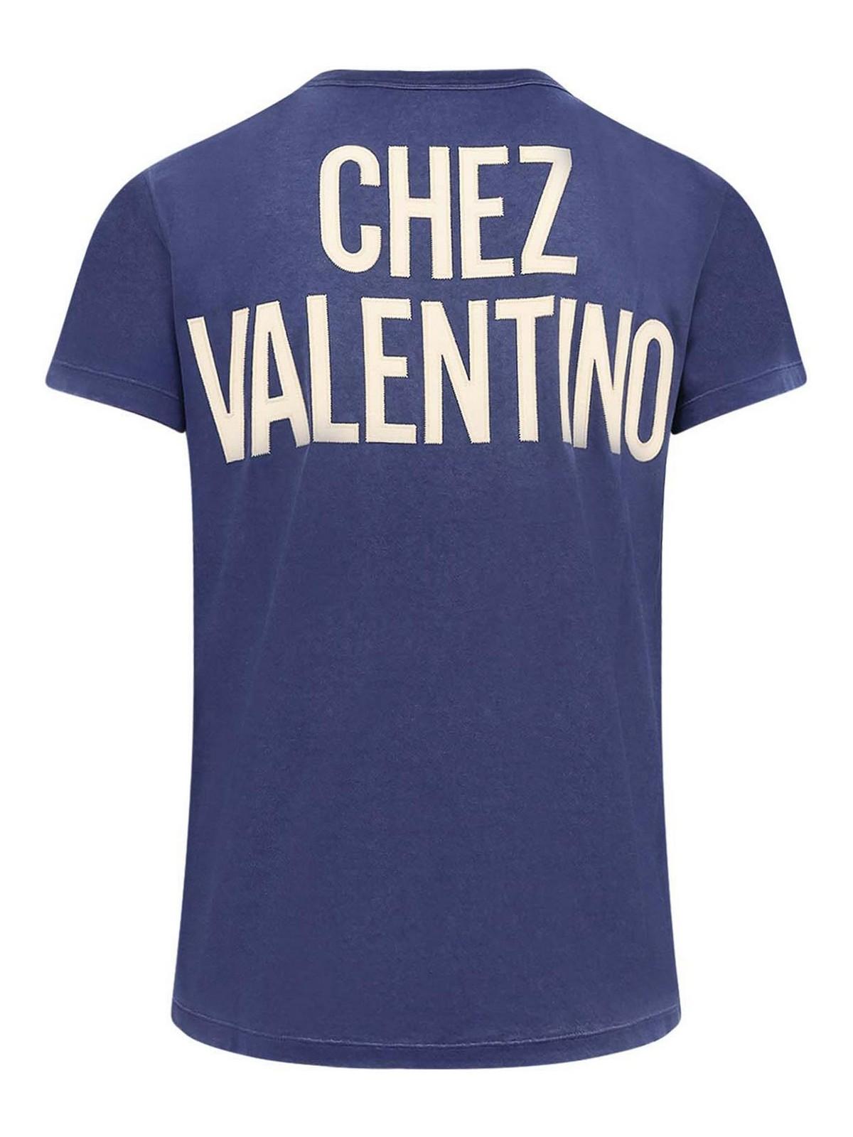 VALENTINO Garavani Navy Cotton T-shirt In Blue Product Image