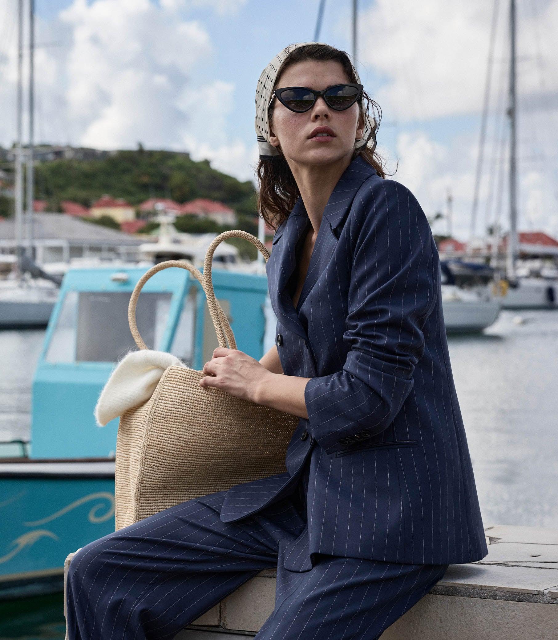 HARRISON JACKET -- NAVY GESSATO STRIPE Product Image