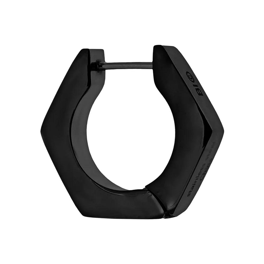 LYNX Black Ion-Plated Stainless Steel Hoop - Single Earring, Men's Product Image