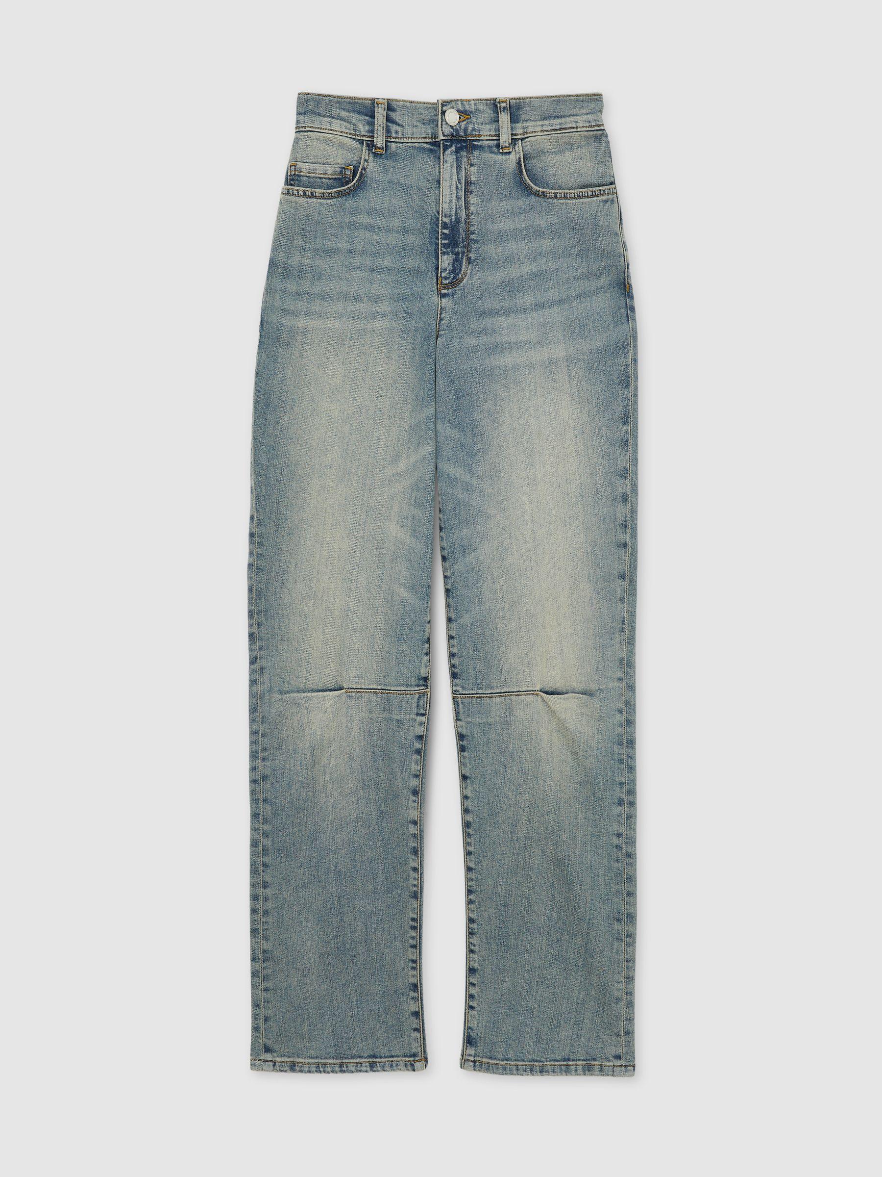 Petite Barrel-Leg Dart Jeans in Light Blue Product Image