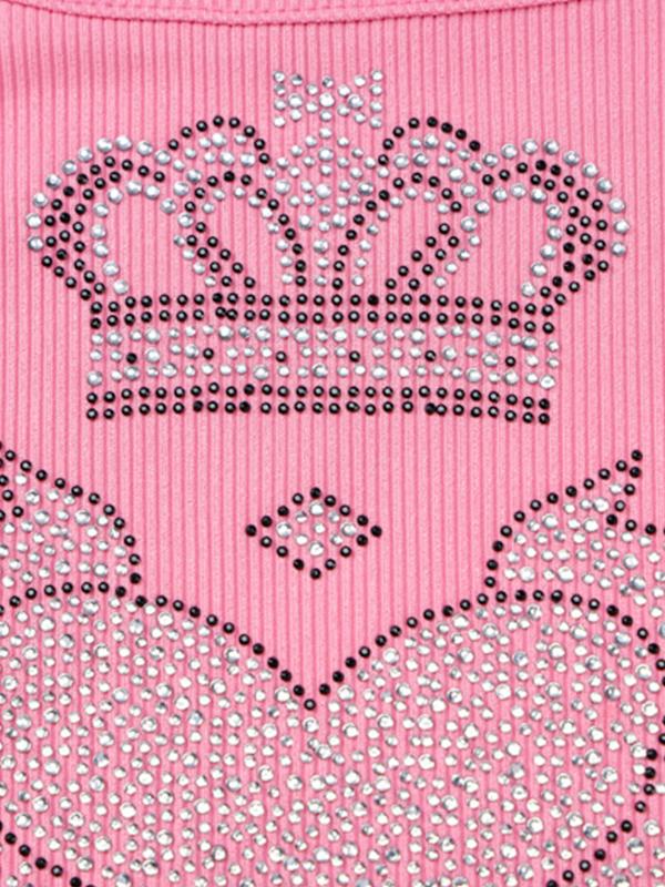 Rhinestone U Neck Slim Mini Dress Product Image