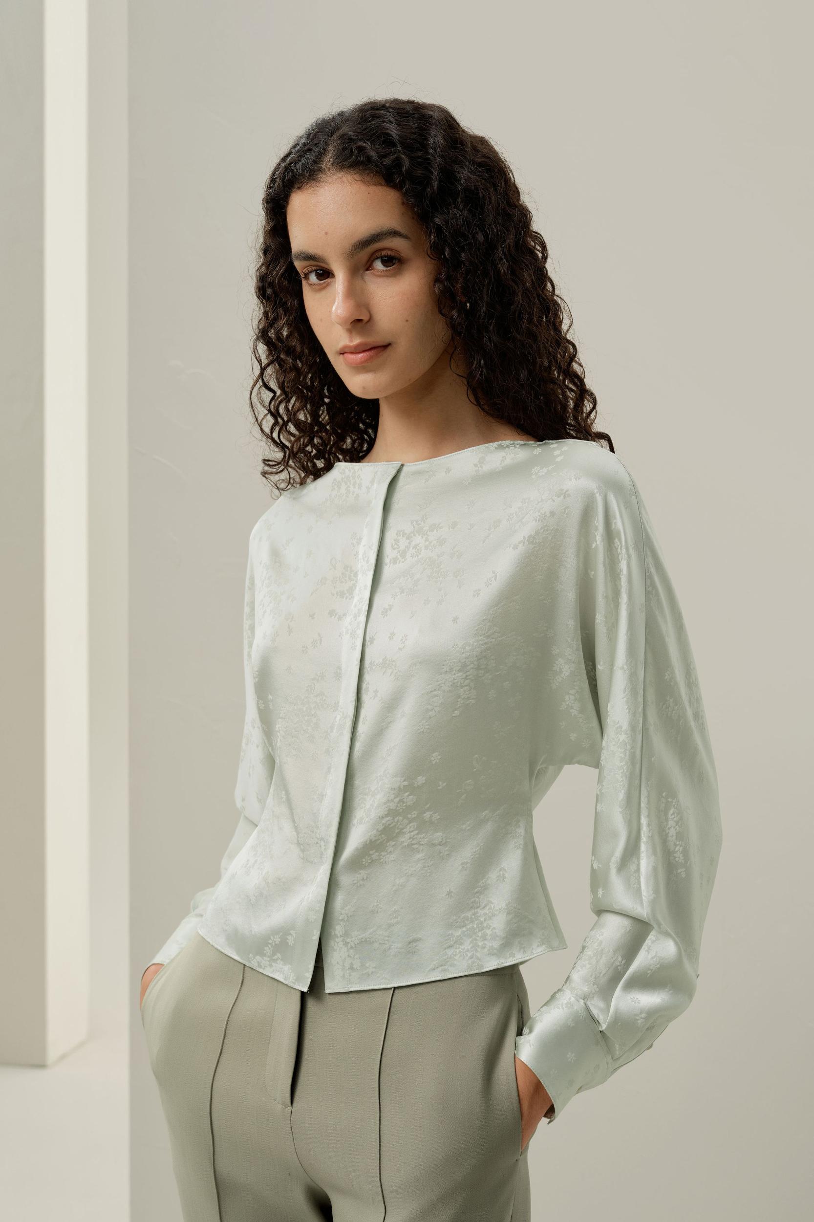 YING jacquard silk blouse Product Image