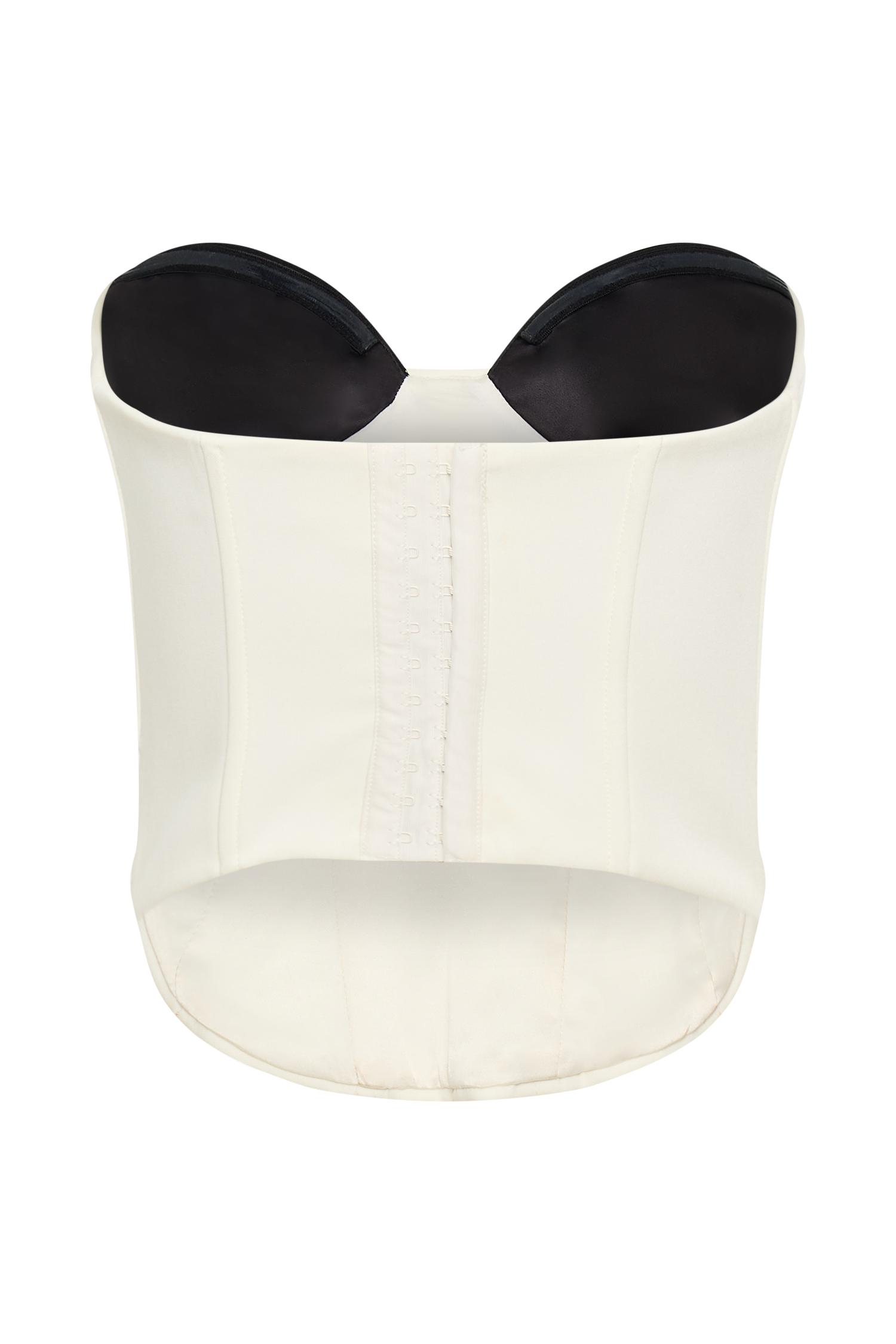 Oceane Contrast Suiting Strapless Corset - White Product Image