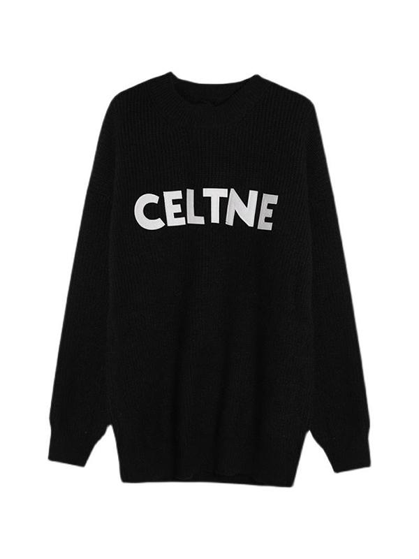 Letter Print Loose Pullover Sweater Product Image