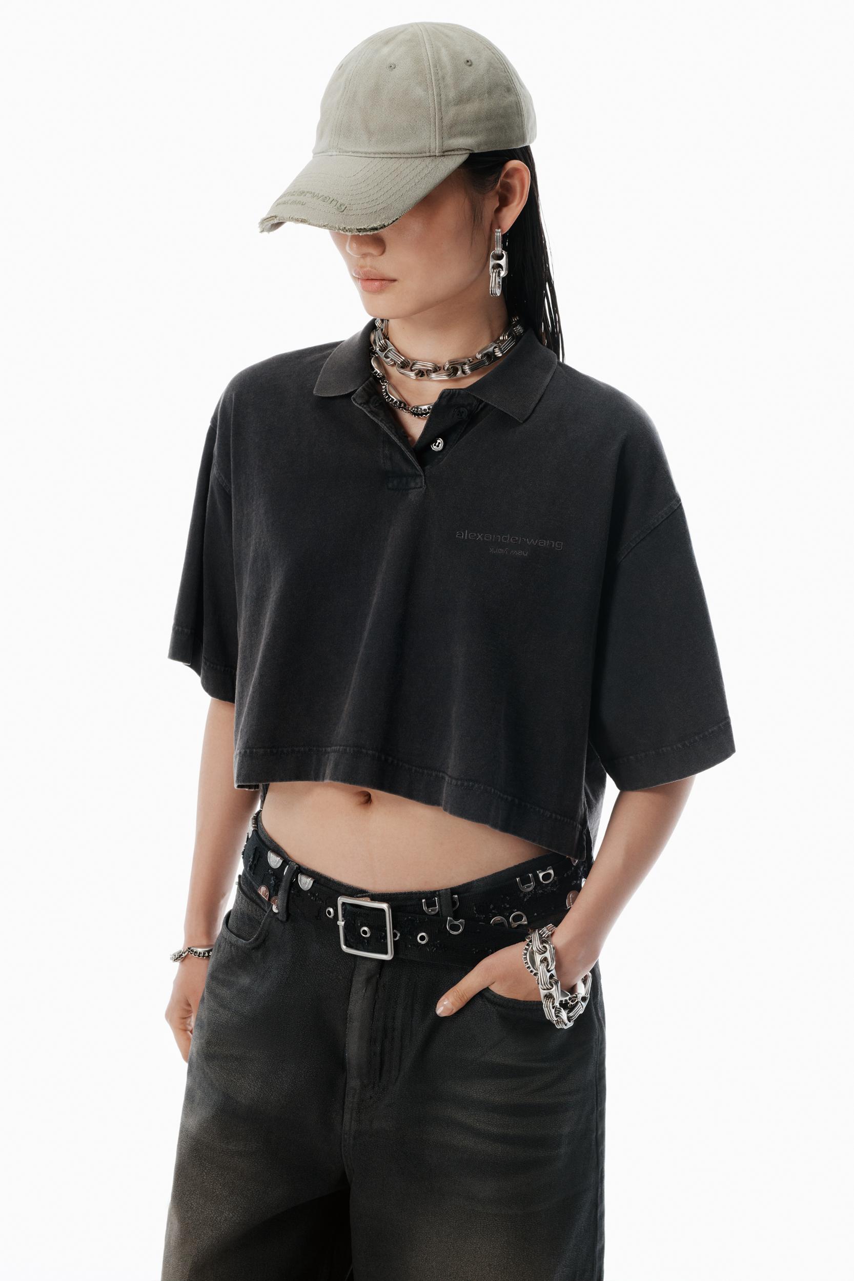 Black Logo Cropped Jersey Tee Product Image