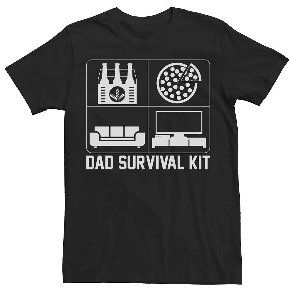 Men's Dad Survival Kit Beer Pizza Couch TV Graphic Tee,  Product Image