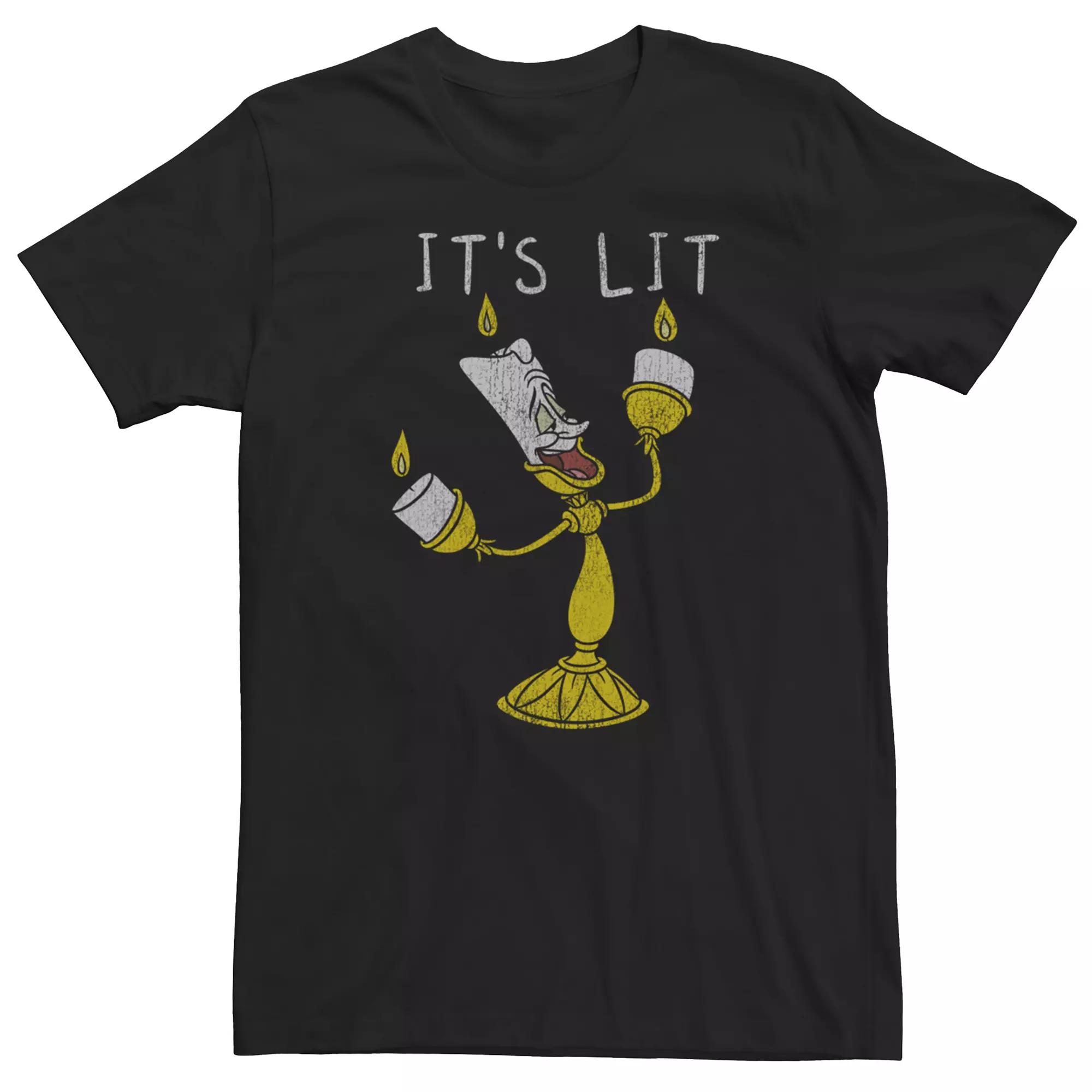 Disney's Beauty And The Beast It's Lit Men's Tee,  Product Image